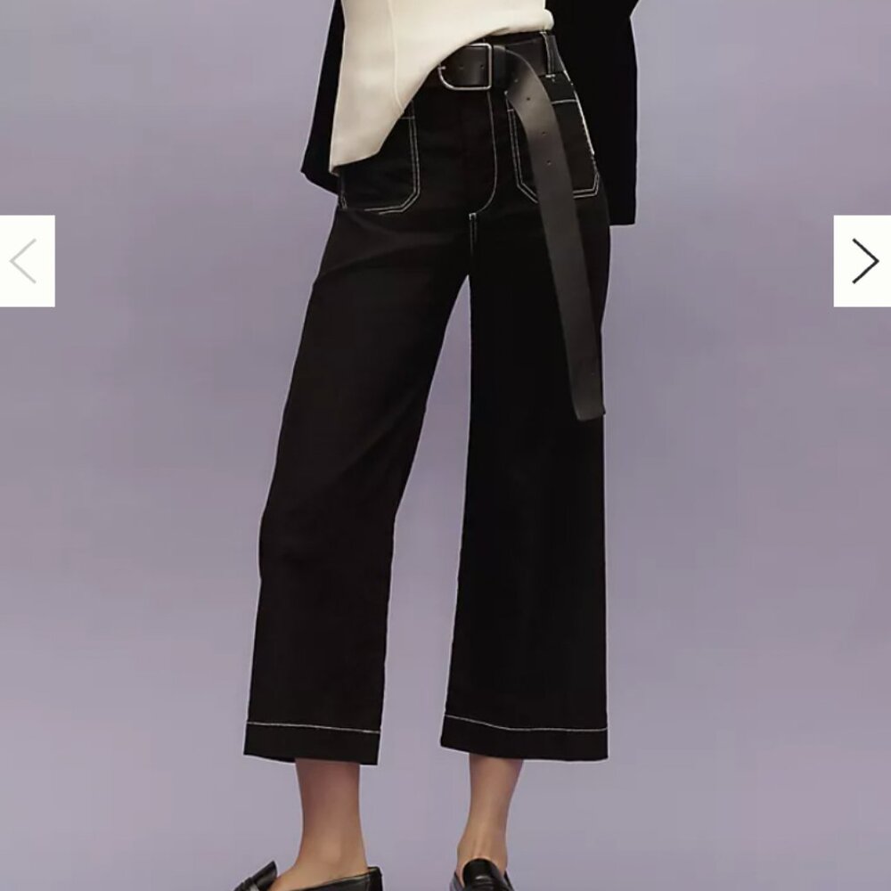 The Colette Cropped Wide-Leg Pants by Maeve: Contrast-Stitch Edition